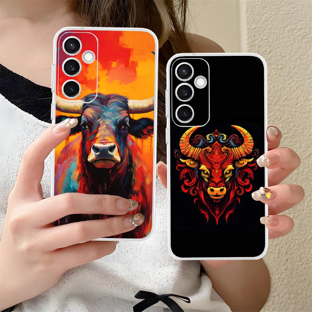 Bull Head Phone Case for Samsung Galaxy S25 S24 S23 S22 S21Plus FE Ultra Soft TPU Clear Shockproof Cover