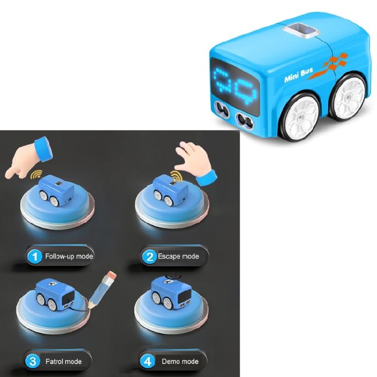 Intelligent Mini Remote Control Bus Gesture Follow Sensors Car Auto-Avoidance Line Tracking Desktop Vehicle Toy with LED