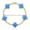 Pulsera de Trébol de Cuatro Hojas y Ágata de Cinco Pétalos Chapada en Oro de 18 Quilates