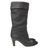 CHANEL [Excellent Condition] G36438 CC Logos Leather Heel Long Boots/ shoes 36 1/2 blackUsed