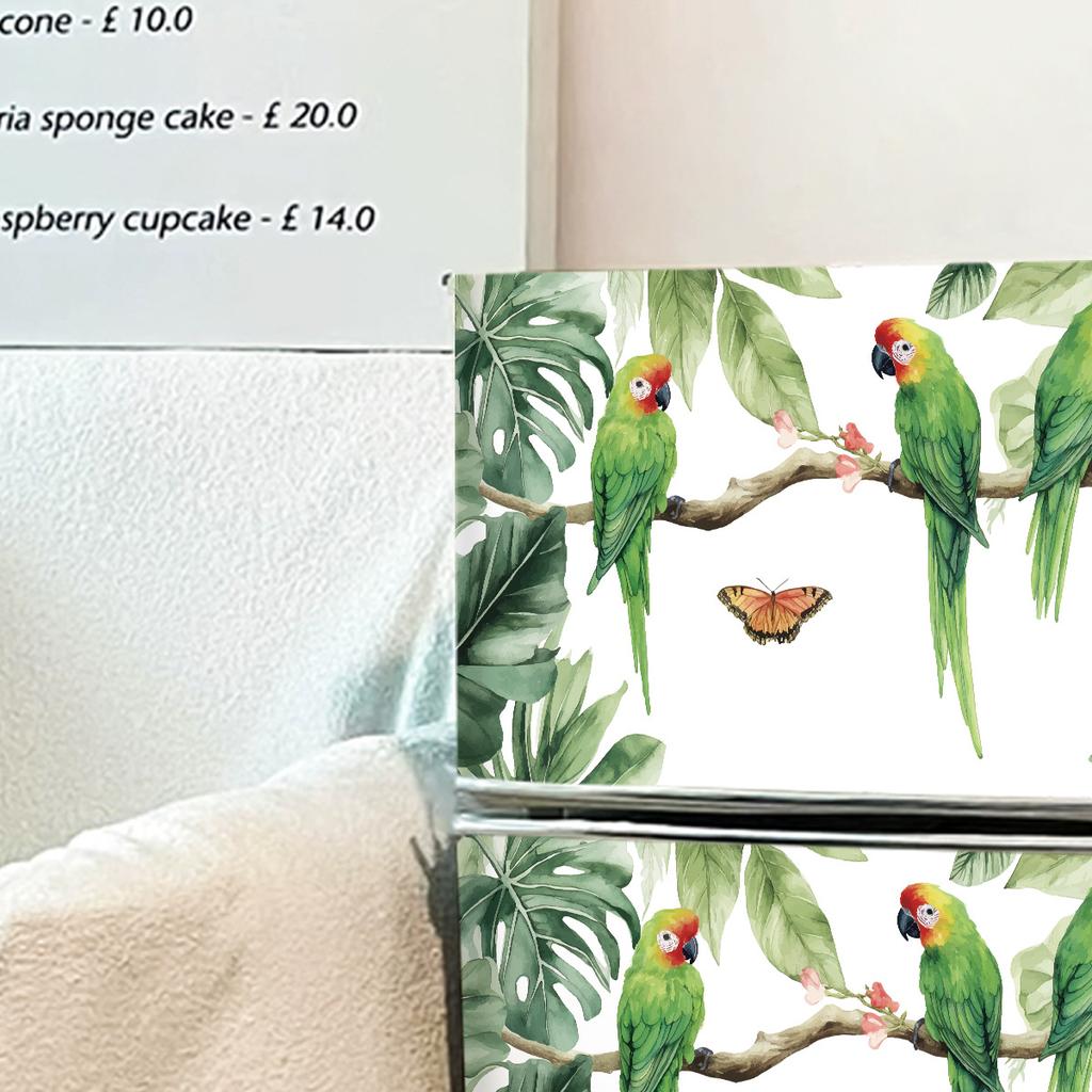 Green plant parrot bedroom living room entrance home background beautification self-adhesive wall stickers