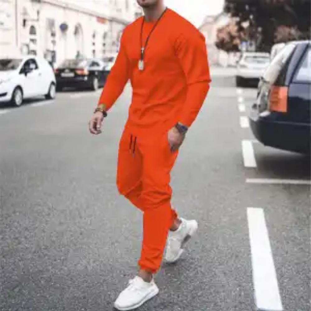 Pánská jarní a podzimní mikina s dlouhým rukávem a kulatým výstřihem Tepláky Celá sada sportovních souprav a úzké sportovní oblečení