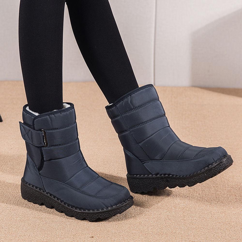 Modische Übergröße Warme Wasserdichte Schneestiefel für Damen Winter Plateau Stiefeletten Bequem und Elegant Lamm Trend 2025 Goth Damen Schuhe
