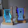 Handmade Solid Wood & Resin Sea Turtle Cube Night Light, Ocean Animal Desk Lamp, Bedroom Office Home Decor Art Craft Gift