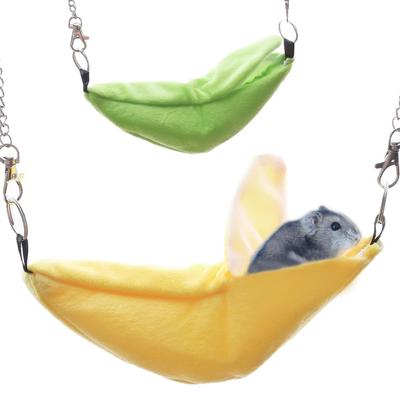 Hamster Winter Warme Hängematte: Bissfestes Baumwollnest für kleine Haustiere und Gleithörnchen - Versteck im Bananendesign.