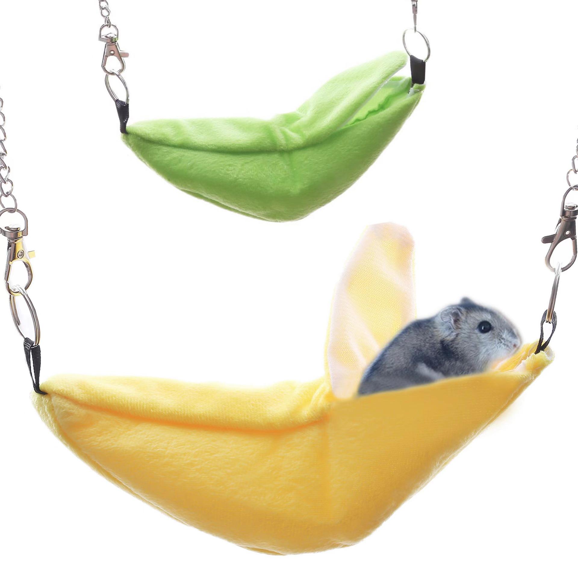 

Зимний теплый подвесной гамак для хомяка: Хлопковое гнездо, устойчивое к укусам, для маленьких питомцев и сахарных поссумов - Укрытие в виде банана. 20 x 6.5 cm трава зеленый