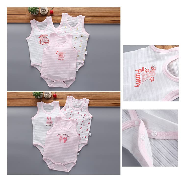 Baby Koi Baby Clothes Camisole Girls Set Romper Underwear Material Coverall Pink Set 4 Rabbit Pattern 100cm Three-Piece All-Year
