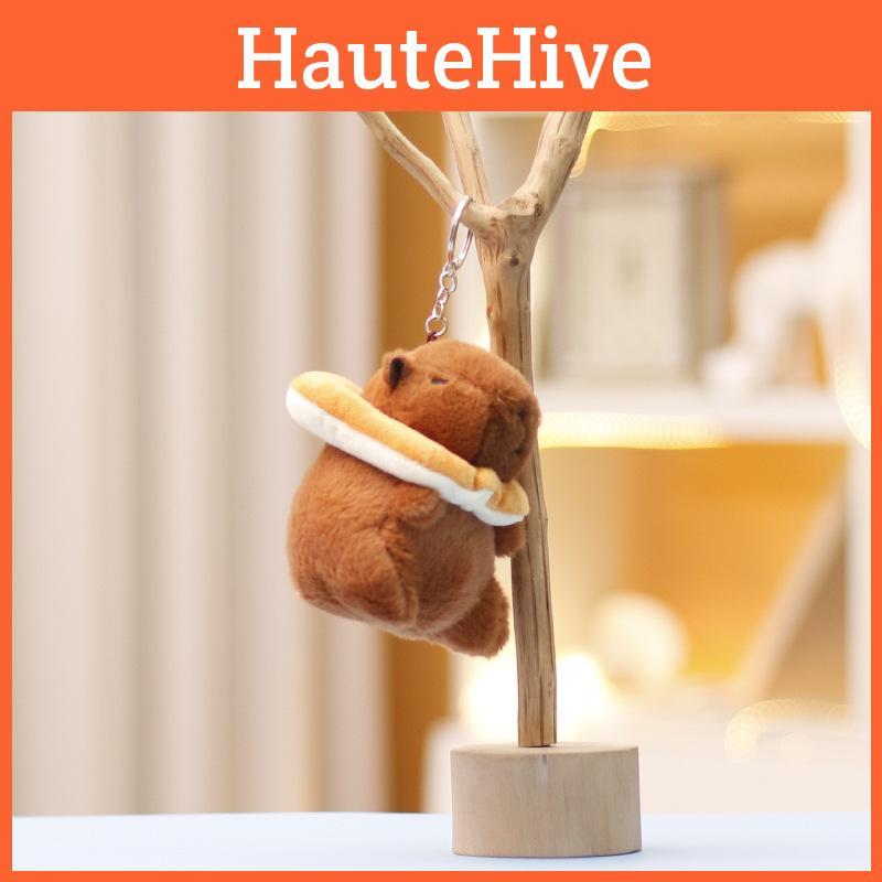 Hamburger Capybara Toast Keychain Cute Cartoon Girl Backpack Hanging Plush Doll