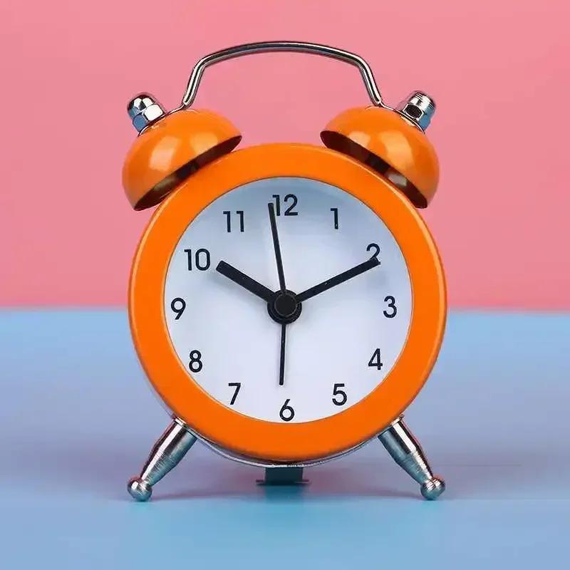 Retro Loud Alarm Clock Double Bell Mechanical Key Wound Silent Pointer Alarm Clock Night Light Clocks Home Decor  wall clock