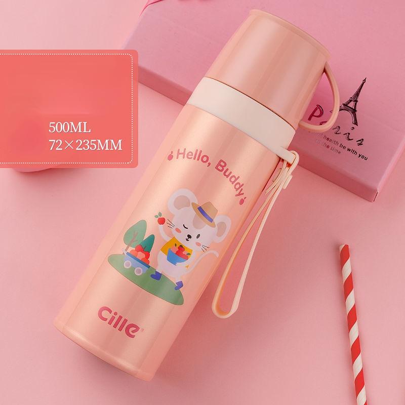 Large Capacity  Thermos Cup 500ml Vacuum Flasks Portable Stainless Steel Thermos Cup Water Bottle Travel Tea Mug Office Thermos Cup