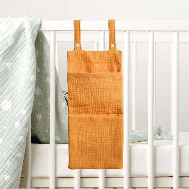 Breathable Infant Bed Hanging Storage Bag Large Compartment 2-Pocket Organsier Case for Baby Supplies and Accessories