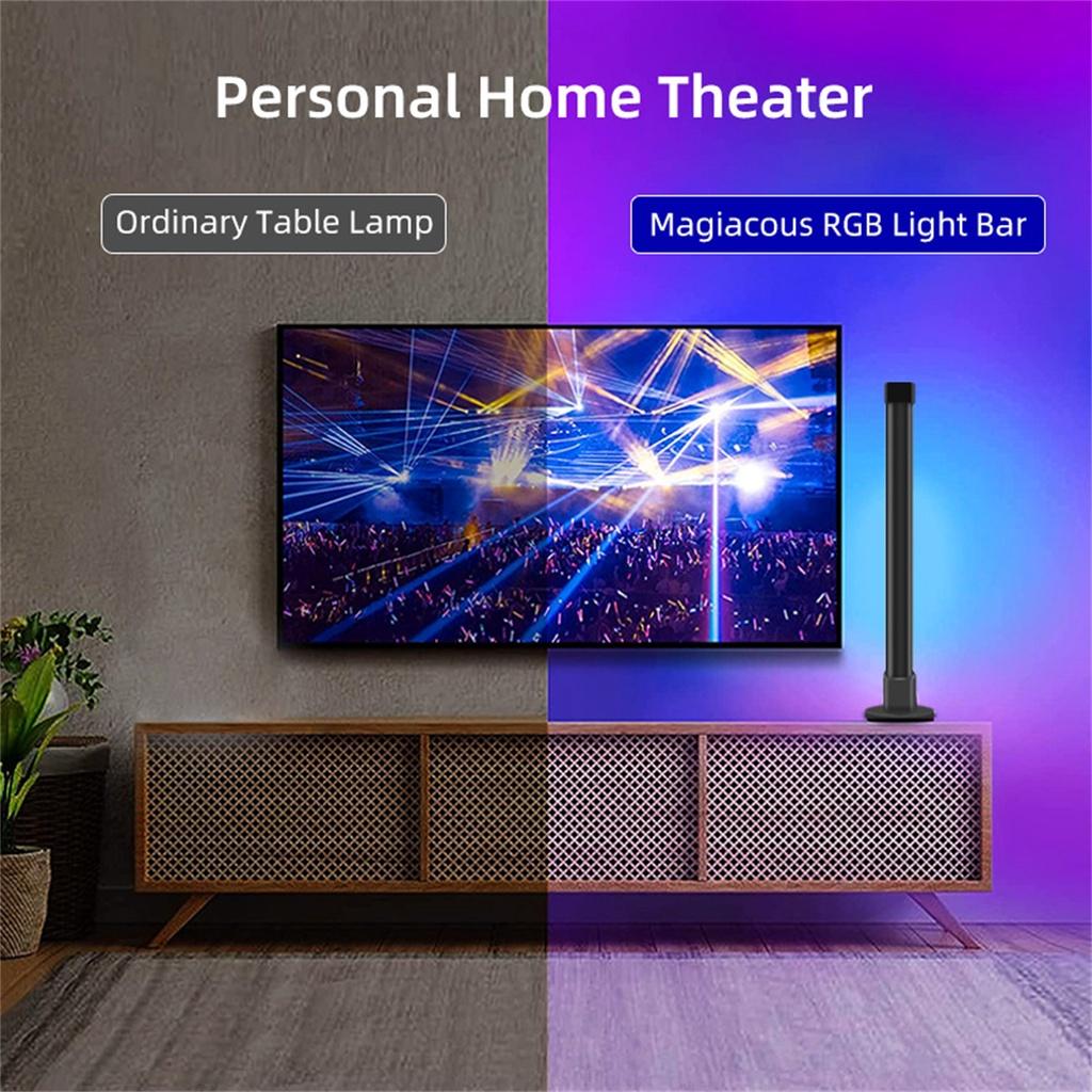 New Smart LED Pickup Light 5V 2A RGB Symphony Lamp Ambient LED Lamp Bluetooth App Control Music Rhythm Lights Gaming Bar TV Computer Desk 32.5*6cm