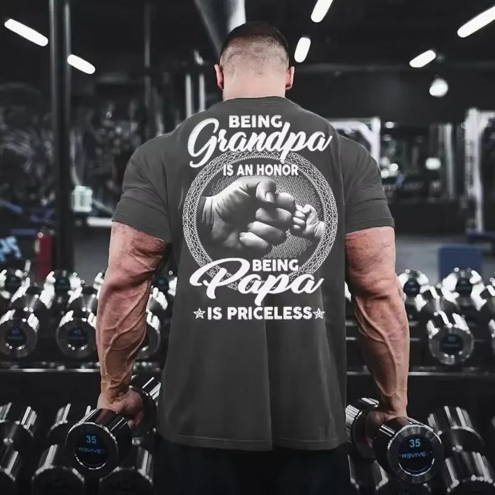 Neues Herren T-Shirt Special Opa sein Papa sein Bedrucktes T-Shirt Sommer Übergroß Vintage Rundhals Kurzarm Oberteil Streetwear