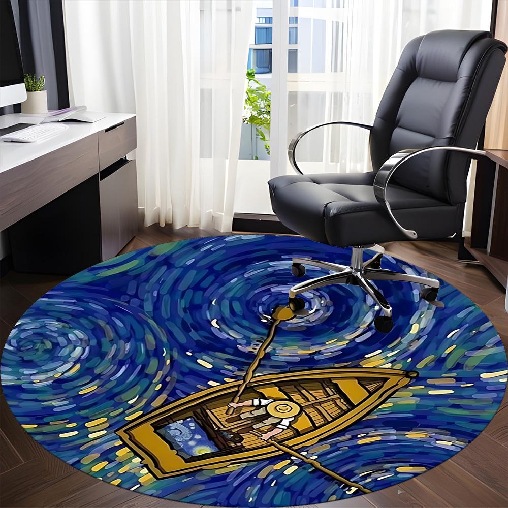 1pc Boat Starry Office Round Rug, Non-slip, Soft and Durable Office Rug for Interior Decoration, Perfect for Office, Beautiful Decoration yy260323092