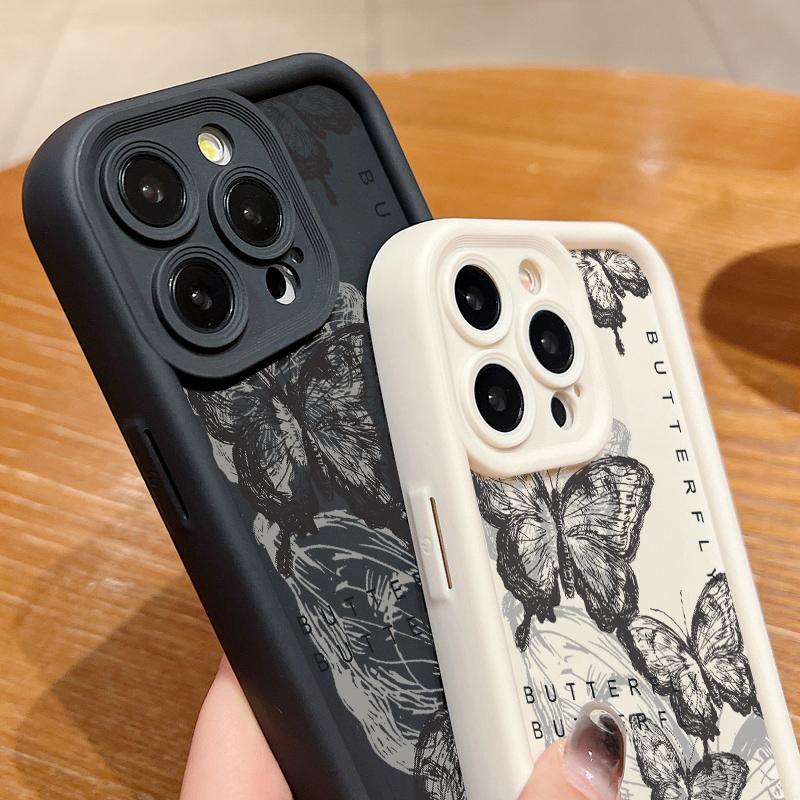 Candy Color Ink Butterfly Shell For Iphone 16 Pro 15 14 Pro Max 13 12 11 Pro Max Xr Xs X 7 8 Shockproof Tpu Soft Slim Case Cover