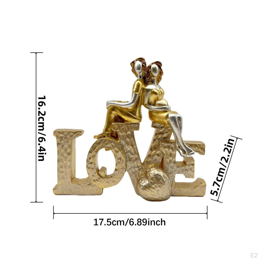 Love Sign Statue Collectible Figurine Cutout Romantic Resin Home Decor Sculpture for Entryway