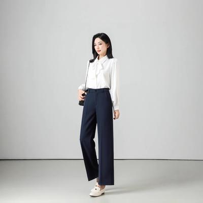 Summary Straight, Black Suit Pants Women's Summer Thin Drape and Thin Large Size Nine-point Straight Pants Professional Trousers