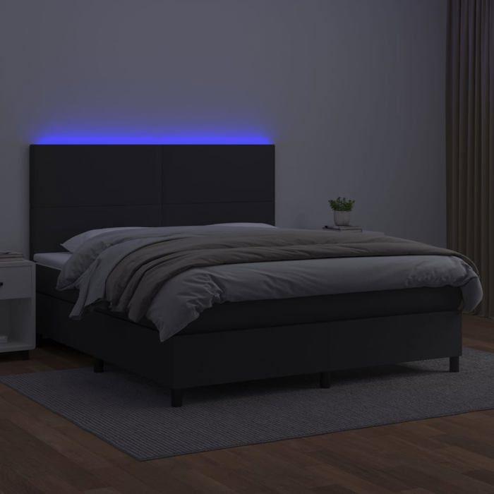 Maison Exclusive - Sommier à lattes de lit avec matelas et LED Noir 160x200 cm