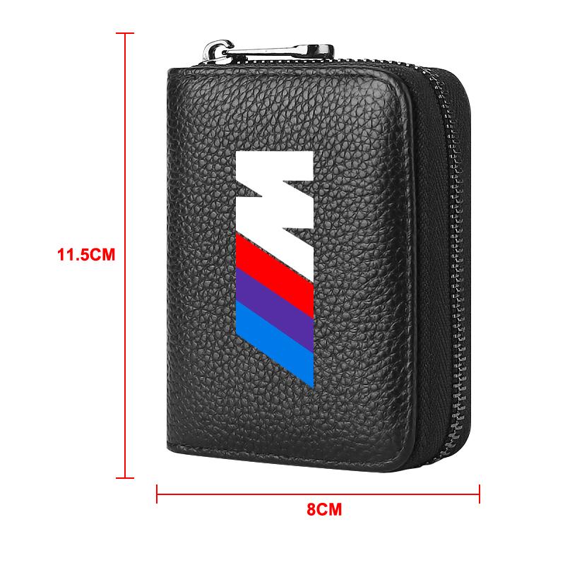 Skórzana Naszywka z LOGO M Portfel na Prawo Jazdy, Dowód Osobisty, Kartę Bankową dla BMW X7 X3 X4 X5 X6 Serii 3 4 5 6 7 Z4 M M3 M5 M6 E38 E39 E46 E53 E60