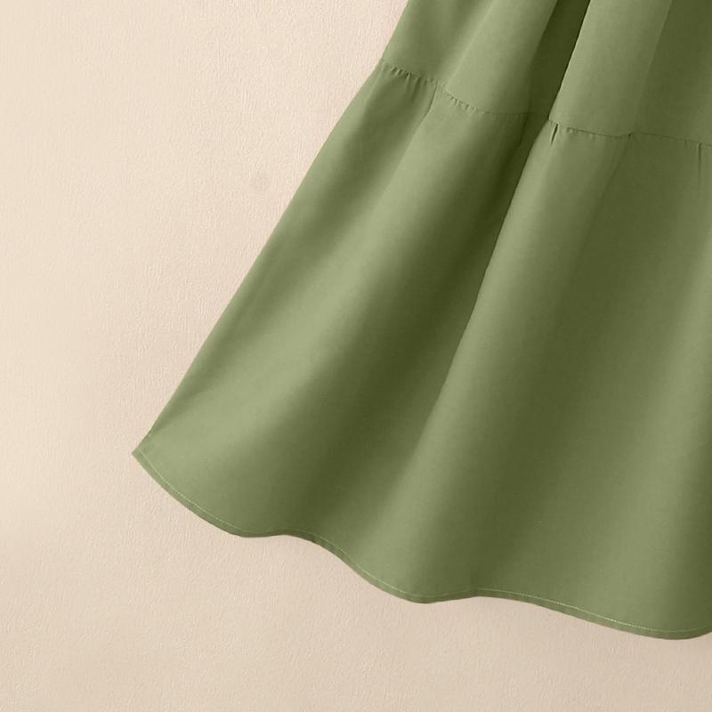 ZANZEA Women Casual Round Neck Solid Color Summer Short Sleeve Dress