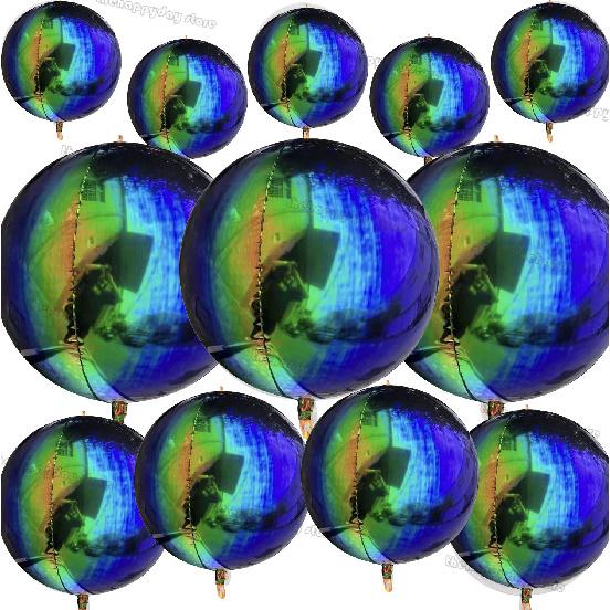 12 Stück schillernde 4D runde Folienballons 22/12/10 Zoll holografische 4D-Folienballons Helium Luft Globos Meerjungfrau Geburtstag Hochzeit Dekoration 5