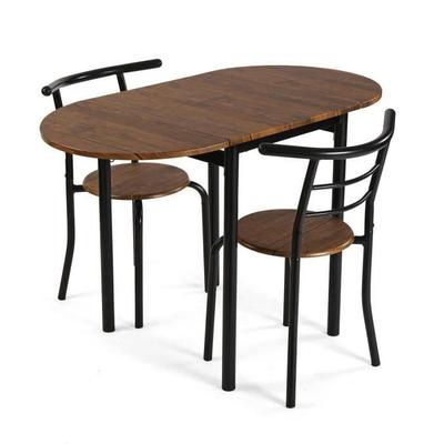 Table + 2 Chairs Set - Versa - Black - Metal - PVC - MDF Wood - 55 X 77 X 61 Cm