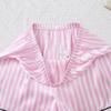 Women's Pinstripe Satin Pajama Set: Short Sleeve Cardigan & Elastic Waistband Shorts