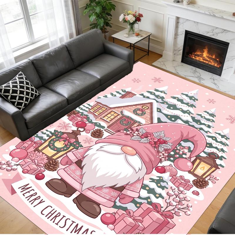 Christmas Printed Square Area Rug Soft Non Slip Floor Carpet For Bedroom Holiday Gift