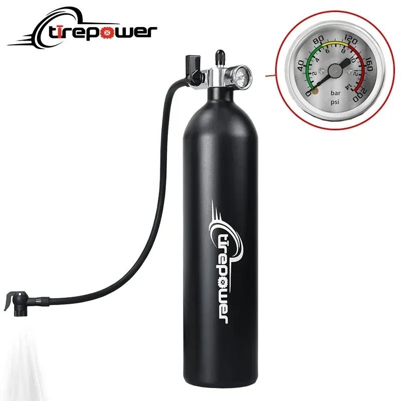 Tubeless Tire Inflator 1.2L Tubeless Bike Pump Max 200 PSI Tubeless Booster Compatible with Presta & Schrade Valves for Road MTB