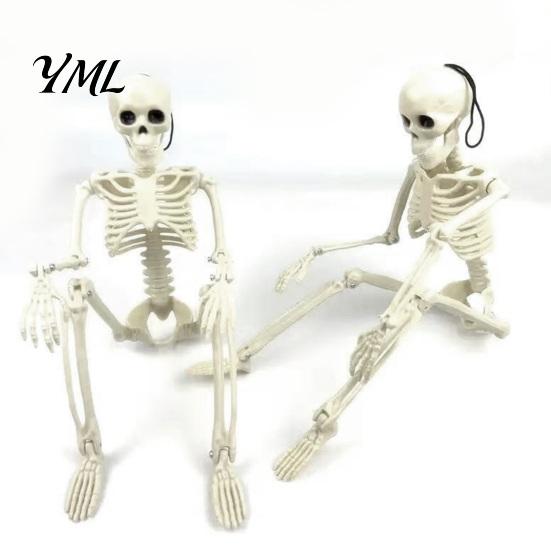 Mini Skeleton Props for Halloween Realistic Figure, 40cm Posable Joints Hanging Skull Decoration, Flexible Jointed Figures Plastic Bones Haunted
