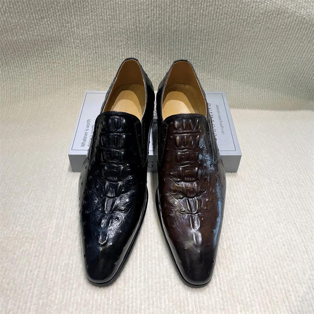 Fashion Men's Handmade Genuine Leather Python Pattern Loafers 2025 Spring Autumn Formal Oxford Wedding Shoes Office Footwear