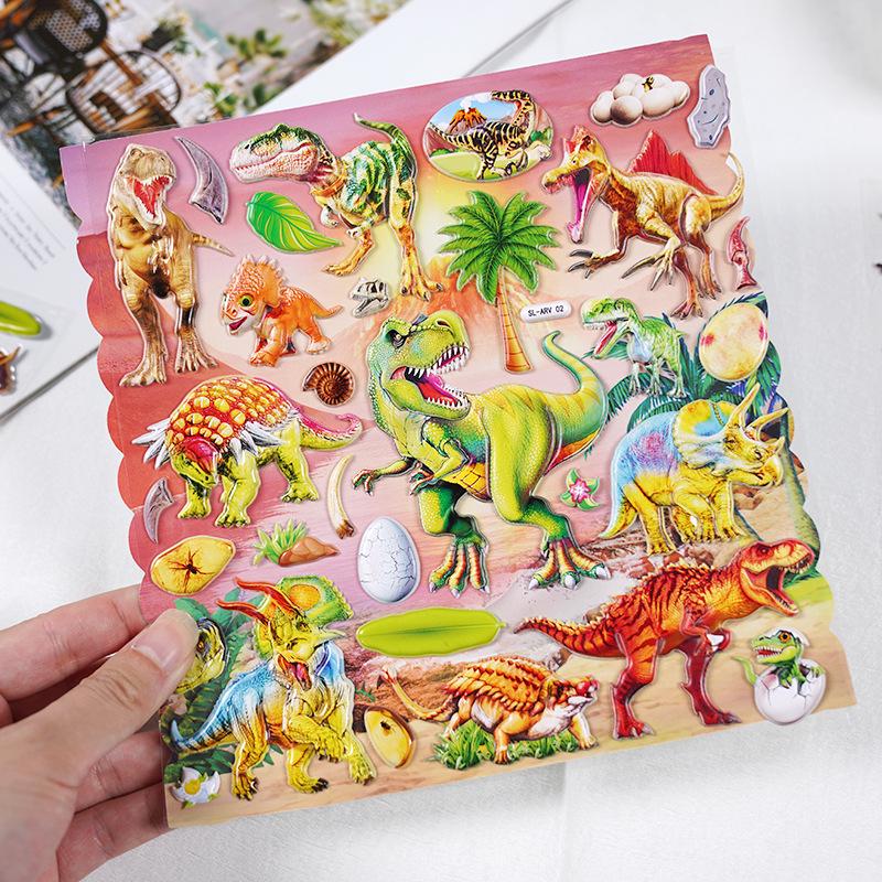 Realistic 3D Double-Layer T-Rex Bubble Sticker for Early Learning