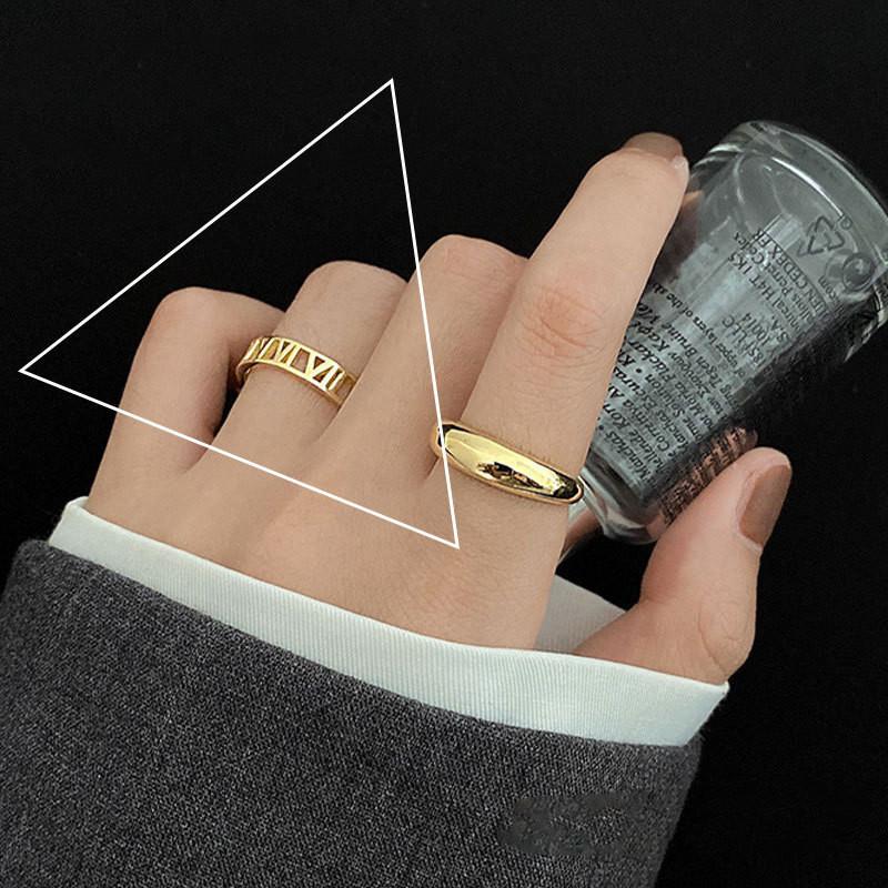 

S925 Fashionable Sterling Silver Vintage Roman Numeral Ring For Women Adjustable Size