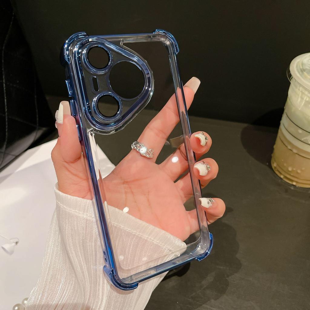 Applicable To Huawei P70 Electroplated Transparent Phone Case, Four-corner Airbag Anti-drop Magic7 Protective Case for NOVA13PRO