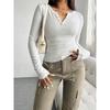 Women's Fall and Winter Tops Y2K Temperament Slim V-neck Buttons Long-sleeved T-shirt