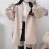 Women Winter Coat Turn-down Collar Solid Color Slim Fit Tight Waist Thicker Keep Warm Buttons Belt Cardigan Autumn Coat Female Clothes