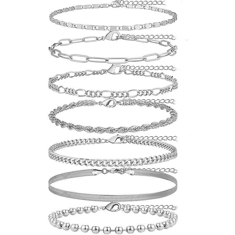 Trendy Multi-layer Sparkling Snake Bone Anklet Set