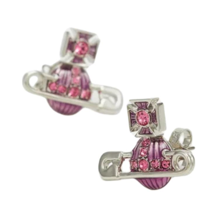 VIVIENNE WESTWOOD Kitty Saturn Pin Orbit Brass Crystal Earrings Women Earrings Purple 6201033P02P448