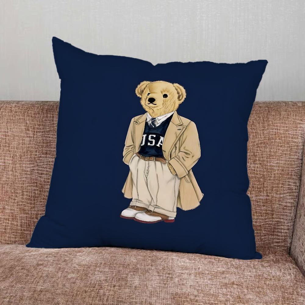 Fashion Bear P-PoloS Pillow Case For Home Bedroom Car Office Decoration Living Room Sofa Cushion Cover Suitable
