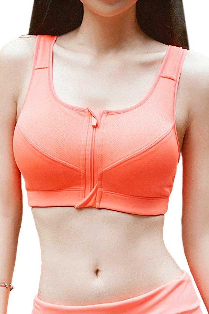 

Спортивный бюстгальтер PlaisteL Майка для йоги Тренировки Упражнения Ходьба Спорт Размер Оранжевый Женский Застежка спереди (Оранжевый, Маленький) - Поддерживающий, Ударопрочный, На молнии, Верхний,