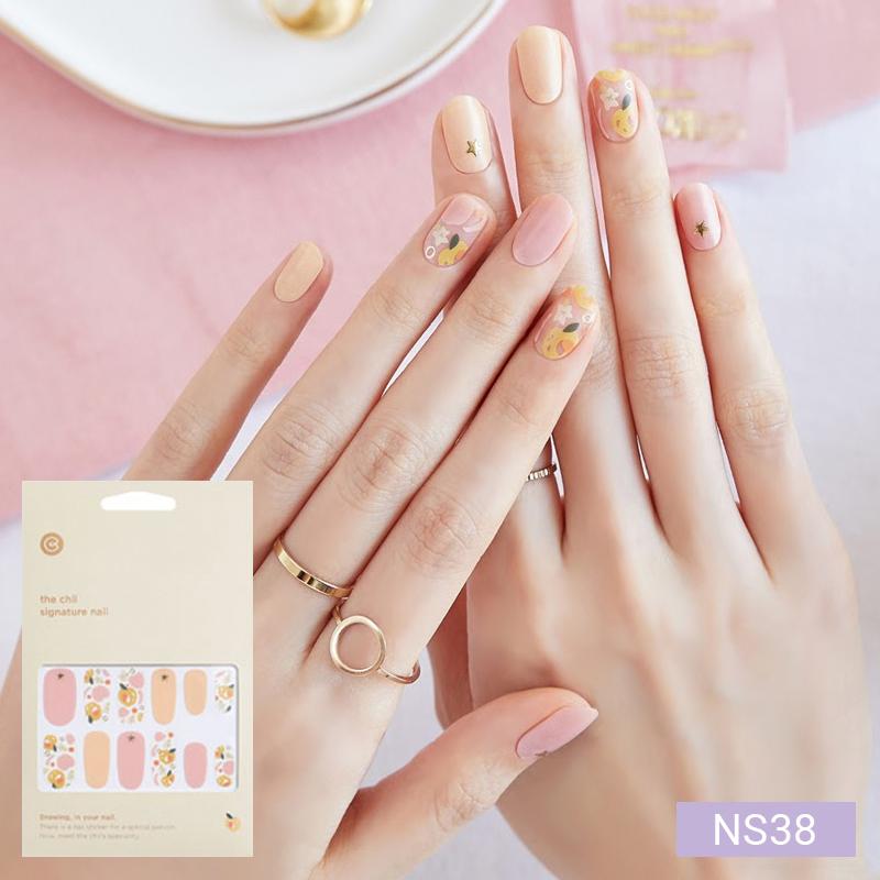 Floral Nail Stickers - 24pcs Self-Adhesive Strips, Quick 5-Min Manicure