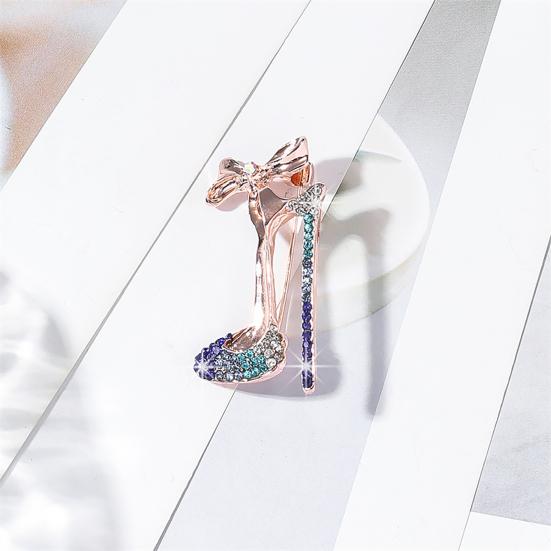 jijijing Brooch Pin, High Heels Bow Shape Lapel Pin with Sparkling Rhinestones, Women Badge for Suits Coats Bags Accessories