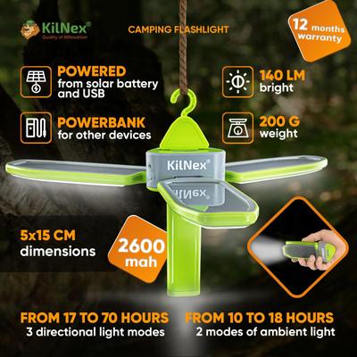 Solární baterka Kilnex „petals“ + powerbanka 2600 mah (ip 40)