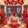 Valentine's Day Balloon Set Red Heart Balloon Simulation Petals for Valentine's Day Proposal Wedding Romantic Decor