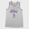 Timberwolves Nej. 5 Edwards Broderad Jersey - Vit/Lila Basketuniform