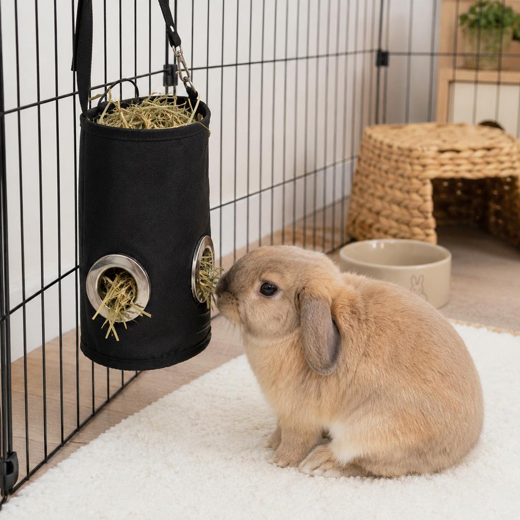 Rabbit Hay Bag Hanging Washable Adjustable Easy Install Gnawing Resistant Hamster Hedgehog Automatic Feeding Bag Pet Supplies