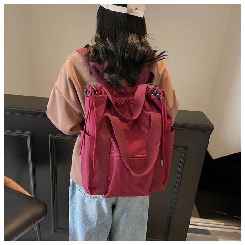 

Multifunctional Canvas Backpack Women s Storage Shoulder Bag Large Capacity Commuting All-matching Simple Cross-body 31x15x36 червоний