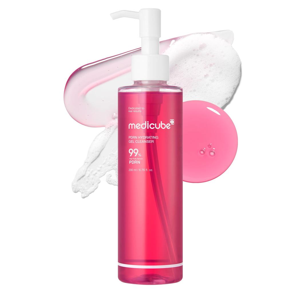 Medicube PDRN Pink Gel-to-Foam Cleanser, a mild morning cleanser with PDRN Pink Salmon Injection for hydration, moisturizing, and improved skin