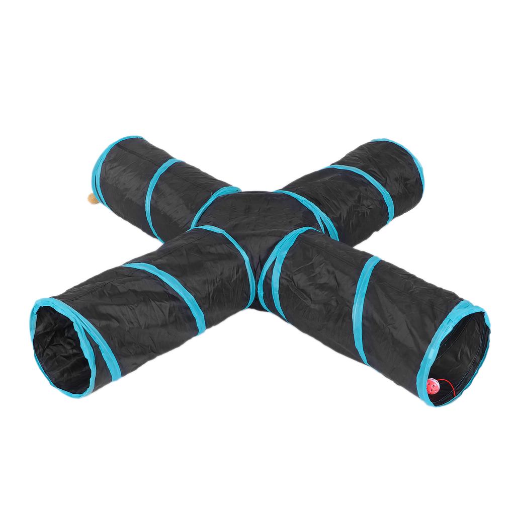 Pet Play Tunnel Collapsible 4 Way Cat Tube with Storage Bag for Cats Dogs Rabbits Indoor and