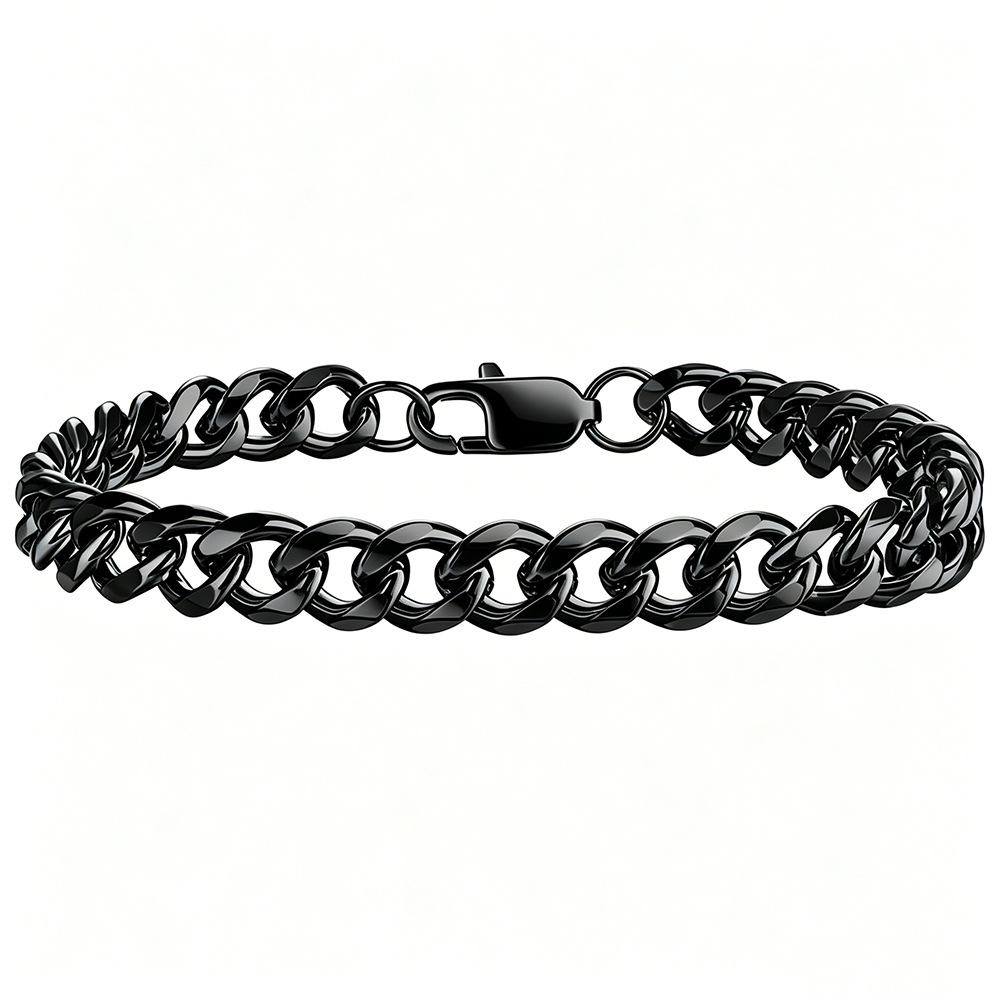 Pulsera Cubana de Acero de Titanio Negro Chapado en Oro de 18 Quilates - Gruesa, Pulida, Resistente al Color Hip Hop Joyería Collar.
